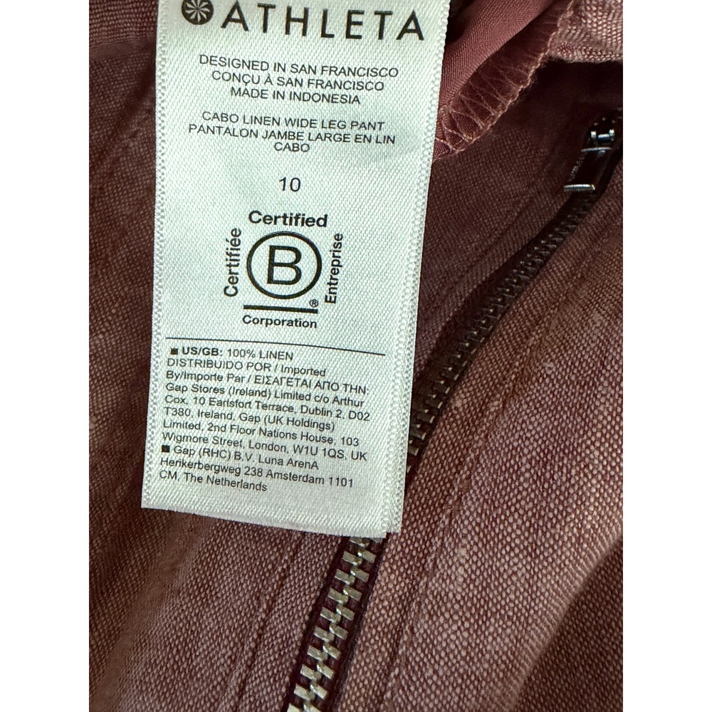 Athleta Women's Wide-Leg  Pants Size 10  Mauve Dusty Rose Pull-On Pockets - Picture 7 of 7